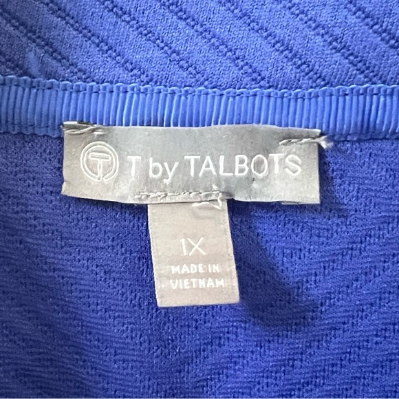 T by Talbots Blue Relaxed Pullover Sweater Button Mock Neck Women’s Plus Size 1X - Picture 7 of 11